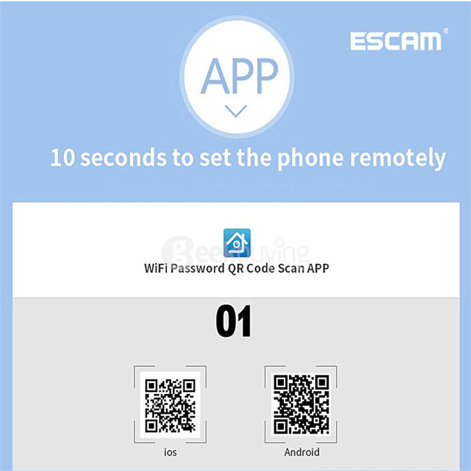 ESCAM QF001 WiFi 720P Smart Wireless Webcam Security Camera - White