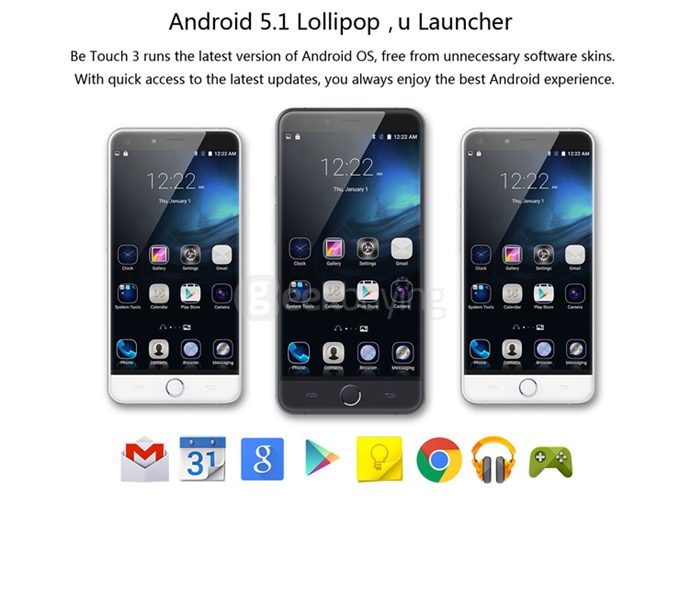 Ulefone Be Touch 3 5.5inch FHD 4G LTE Smartphone Android 5.1 3GB 16GB 64bit MTK6753 Octa Core 1.3GHz 13.0MP - Metal Grey