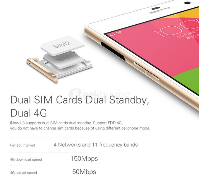 iNew L3 4G LTE 5.0inch Android 5.0 2GB 16GB Smartphone MT6735 Quad Core 13.0MP 1.5A Fast Charge Miracast Hotknot -White