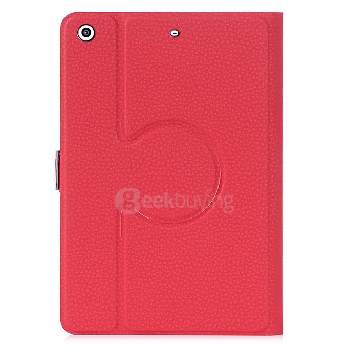 360 Degree Rotation PU Leather Cover Case Stand for Apple iPad Mini 4 Tablet PC - Red