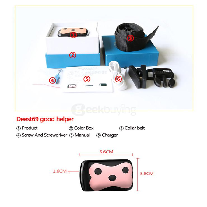 Deest69 Mini Pet GPS Tracker Waterproof Dog Collar Tracking Device Real Time Locator for Pets Dogs Cats