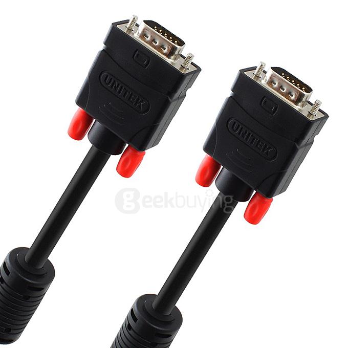 UNITEK Y-C503A Double Magnetic Ring Copper VGA Cable 3C + 6 Core 1.5M -Black