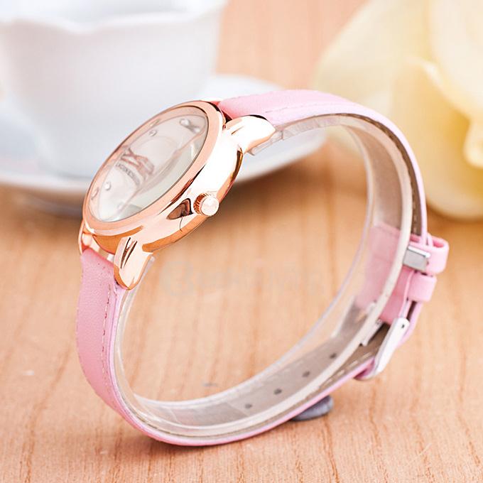 T3000022 Rome Rhinestone Ladies Leather Watch with Luminous Needle - Pink