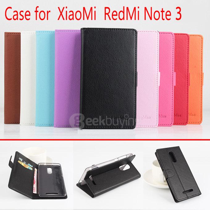 Litchi Texture Protective Hard Cover Flip Stand Leather Case for XIAOMI Redmi Note 3 / Redmi Note 3 Pro Smartphone - Blue