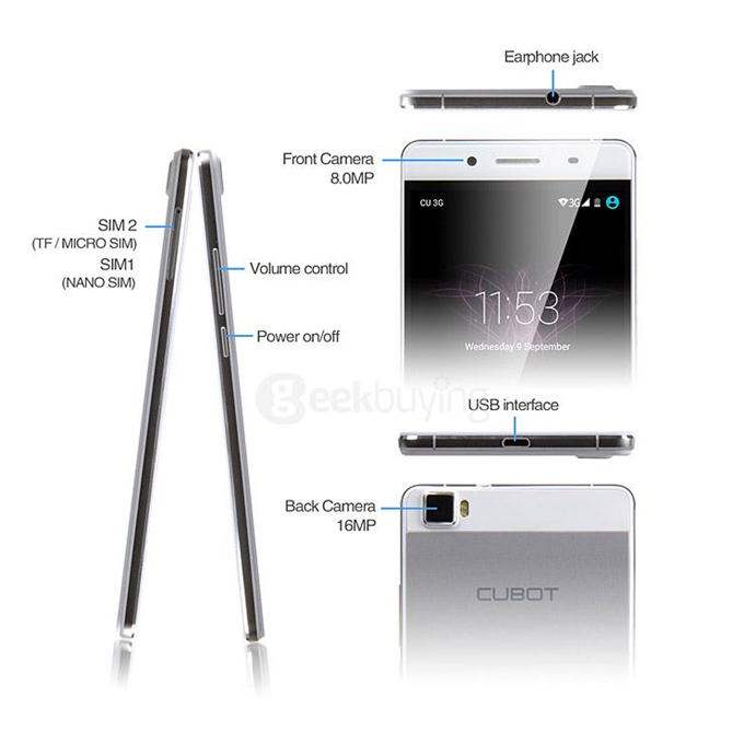 [HK Stock]CUBOT X17 5.0inch FHD 4G FDD-LTE Android 5.1 3GB 16GB Smartphone 64bit MTK6735A Quad Core 16.0MP OTG HotKnot - White