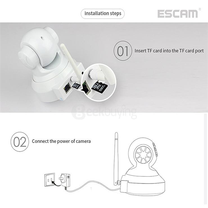 ESCAM QF001 WiFi 720P Smart Wireless Webcam Security Camera - White