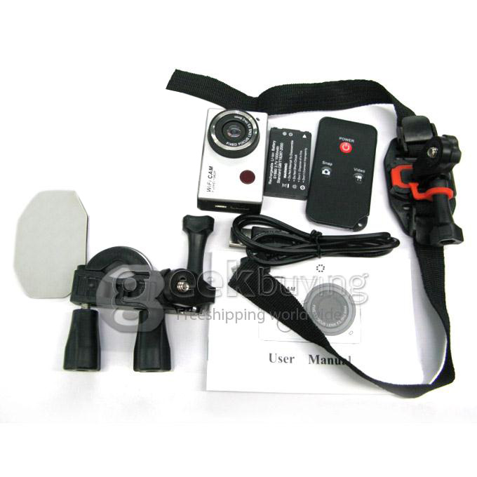WDV5000 Wi-Fi Full HD 1080P H.264 5.0 MP CMOS 4X Digital Zoom Anti-Shake Outdoor 50M Waterproof Sports Camcorder for iPhone Tablet Smart Phone Black + Silver