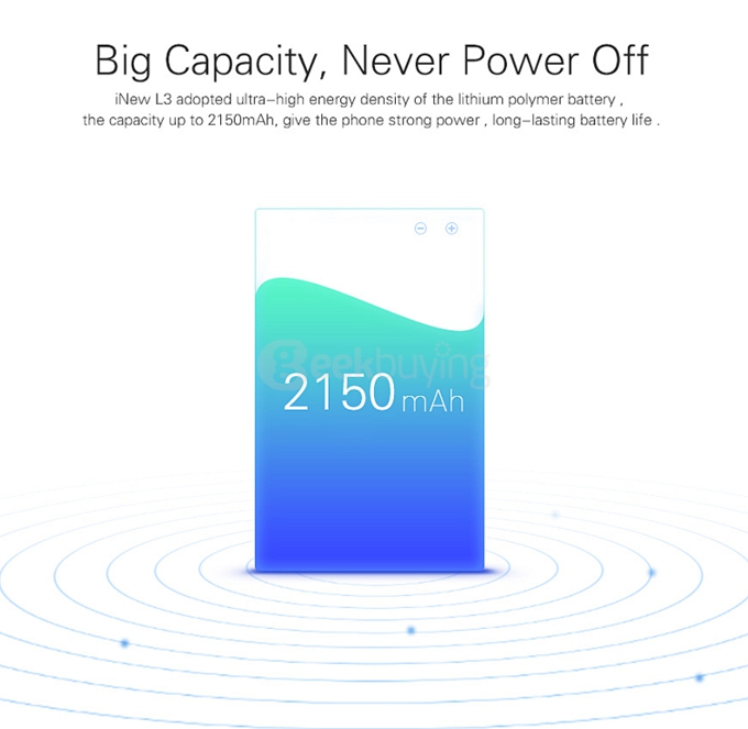 iNew L3 4G LTE 5.0inch Android 5.0 2GB 16GB Smartphone MT6735 Quad Core 13.0MP 1.5A Fast Charge Miracast Hotknot -White