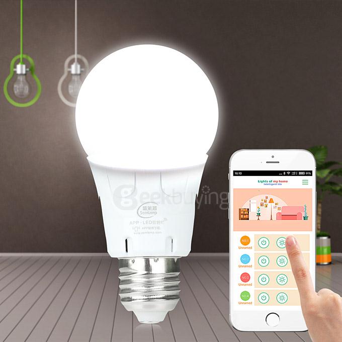 Semlamp SL-101 E27 5W iOS Android APP Control LED Lamp 3 Mode LED Light Bulb - Cool White