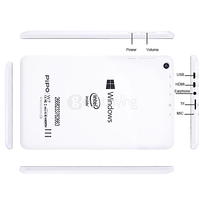 PIPO W7 7 Inch Windows8.1 Intel Z3735G Quad Core 1.83GHz 1GB/16GB Tablet PC IPS 1280*800 Bluetooth HDMI WiFi - Black+White
