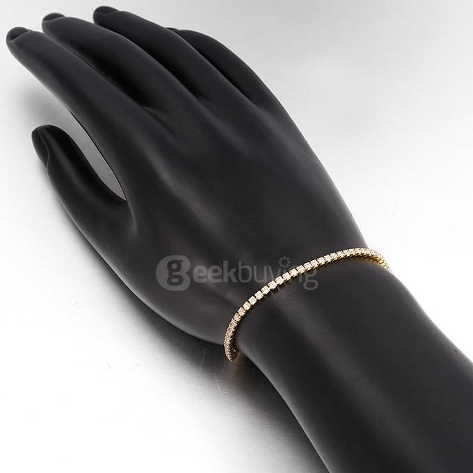 AKB005-A Fashionable Simple Geometric Designed Mosaic Zircon Tin Alloy Bracelets - Gold