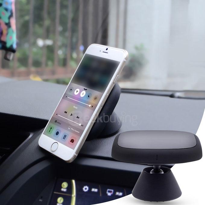 QI Standard 360 Degrees Rotary Wireless Car Charger for Samsung S6 - Black