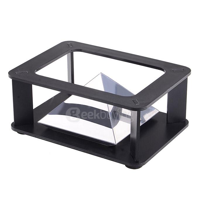 DIY HD Pyramid 3D Holographic Projection Pyramid MV Projector Case Kit - Black + Transparent