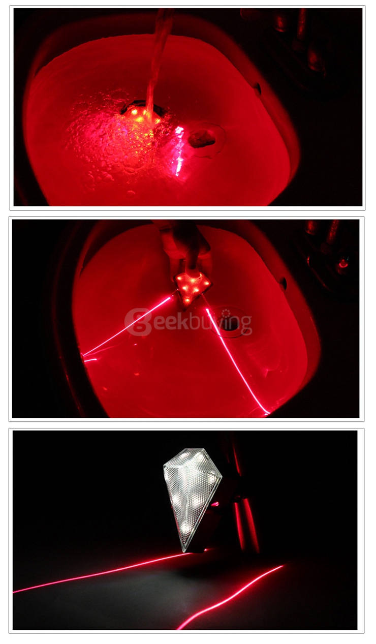 E-SMART Plug-in Bicycle Laser Tail Lights Safety Warning Lights Diamond Laser Tail Lights - White