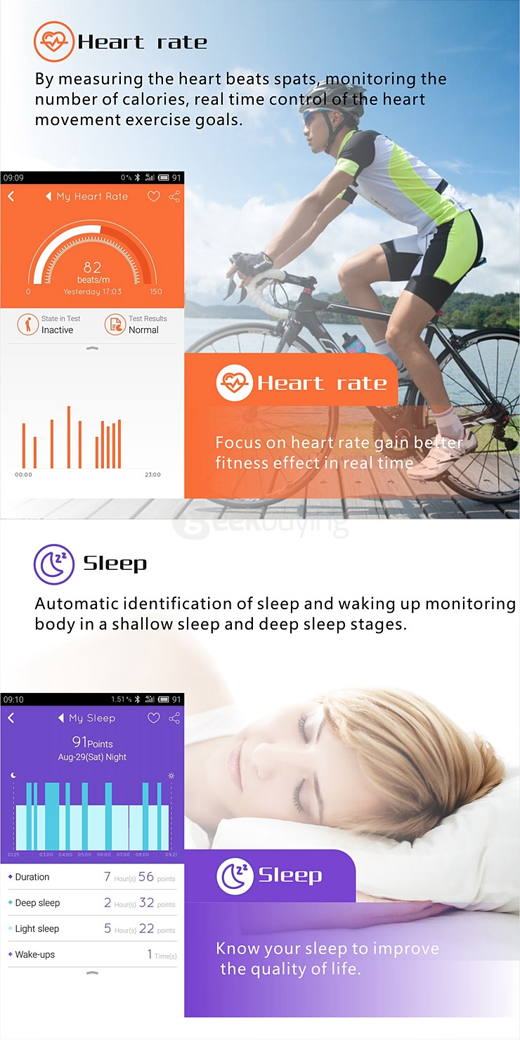 Makibes L18 IP54 Bluetooth Smart Bracelet BT4.0 Blood Pressure Heart Rate Fatigue State Tracker for Android / IOS Phones - Black