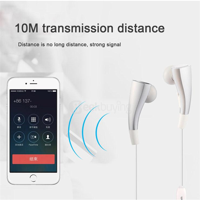 Dacom Magnetic Wireless Bluetooth Sports Stereo Earphones BT4.1 Sweatproof Headphones Handsfree with Mic - Silver+White
