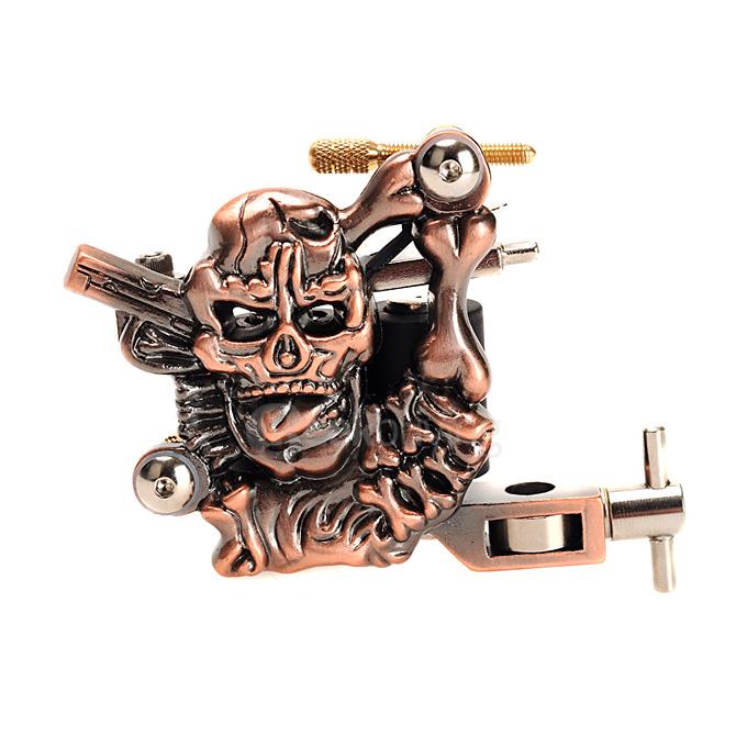 K400 Skull Casting Tattoo Machine High Stability Tattoo Machine 10 Warps Coils 7000-9000 R/Minute - Purple Bronze
