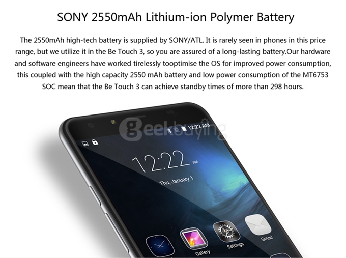 Ulefone Be Touch 3 5.5inch FHD 4G LTE Smartphone Android 5.1 3GB 16GB 64bit MTK6753 Octa Core 1.3GHz 13.0MP - Metal Grey