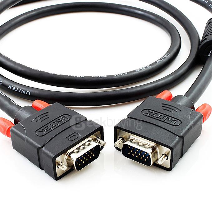 UNITEK Y-C503A Double Magnetic Ring Copper VGA Cable 3C + 6 Core 1.5M -Black
