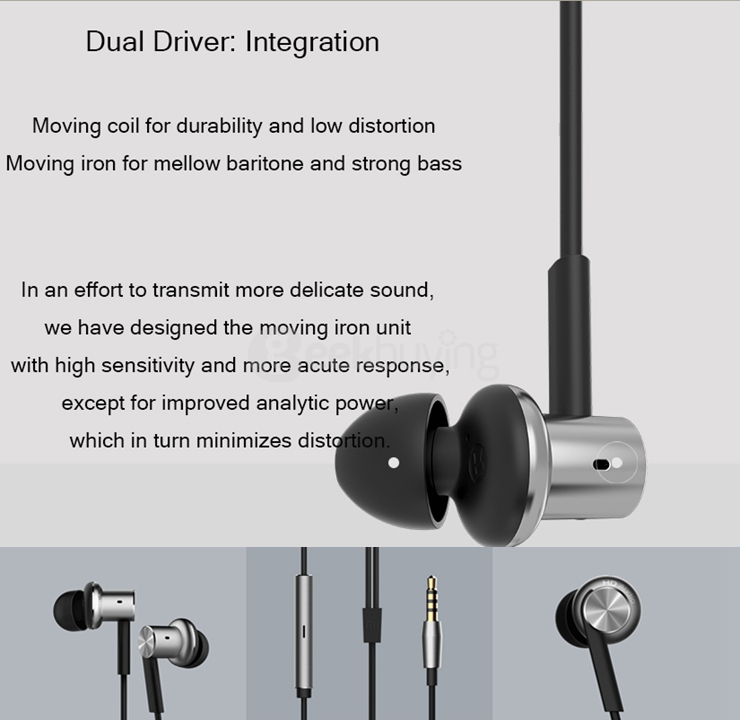 Original Xiaomi Mi IV Hybrid Earphones Wired Control Headphone with MIC for Android iOS - Silver