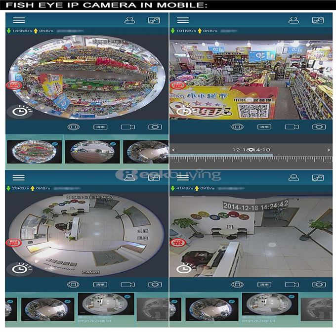 Escam Panarama QP130 3D 1.3MP Fish Eye 1280*1024 H.264 Onvif P2P Day/Night Network IP Camera - US Plug