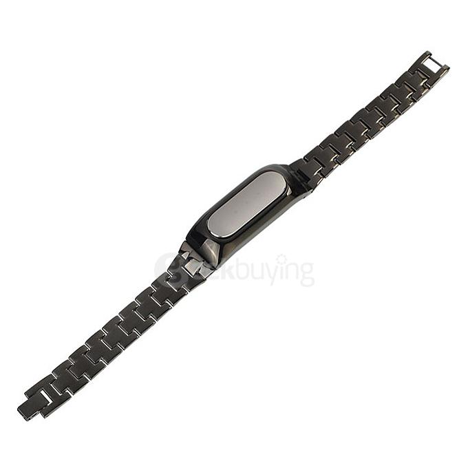Xiaomi MiBand Replaceable Stainless Steel Band Strap with Stainless Steel Case - Black