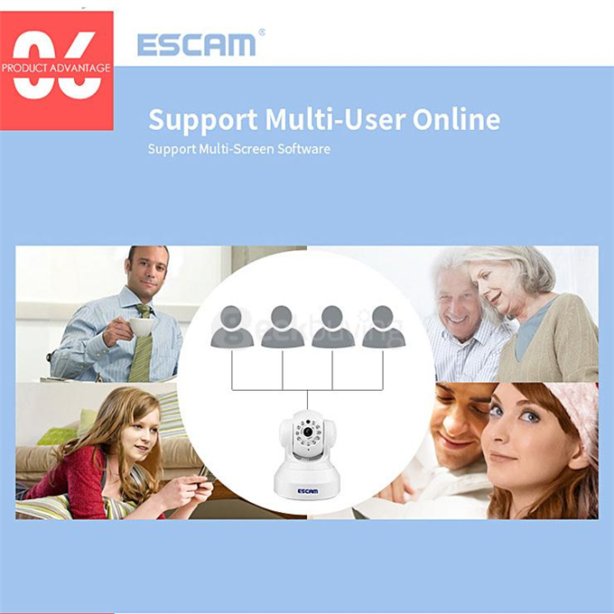 ESCAM QF001 WiFi 720P Smart Wireless Webcam Security Camera - White