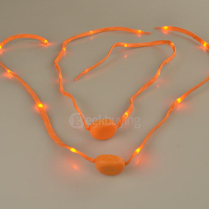 LED Lamp Beads LED Flash Luminous Shoelace Nylon Rope for Sports Party Promotion - Orange