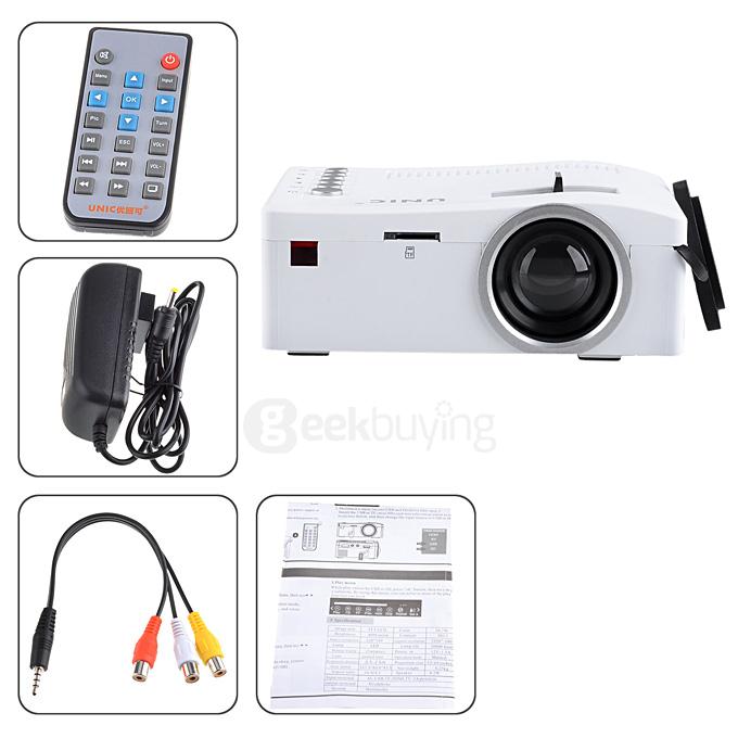 UC18 1080P Portable Mini LED Projector w/ USB / HDMI / AV / TF Slot - White