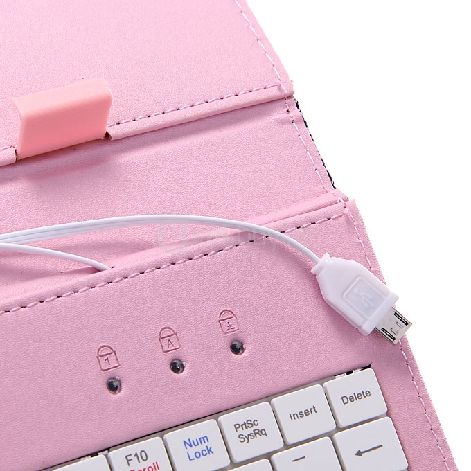 Universal Micro USB Keyboard Leather Case for 7 Inch Tablet PC - Pink
