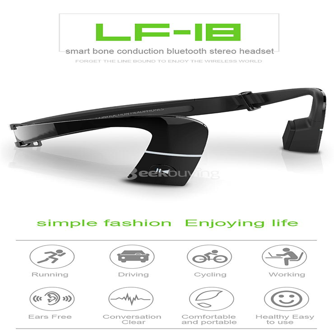 LF-18 NFC Bone Conduction Bluetooth Headset Stereo Headphone Earphone - Black