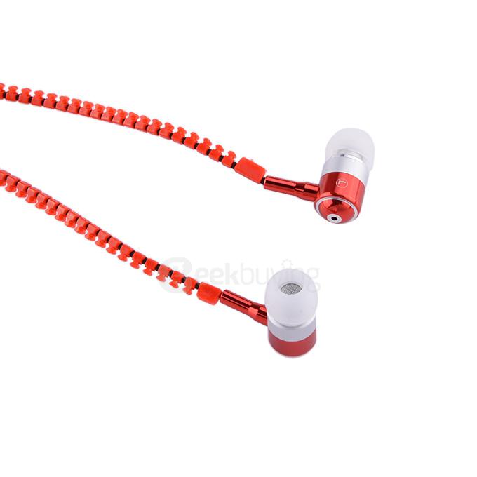 Zip Style In-ear 3.5mm Earphone with MIC for iPhone iPad Samsung Xiaomi - Red