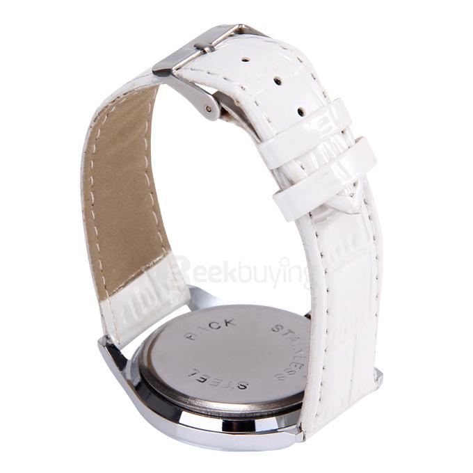 WoMaGe Brand Watch Fashion Ladies Watch Bracelet with Three Round Dial and Leather Band - White