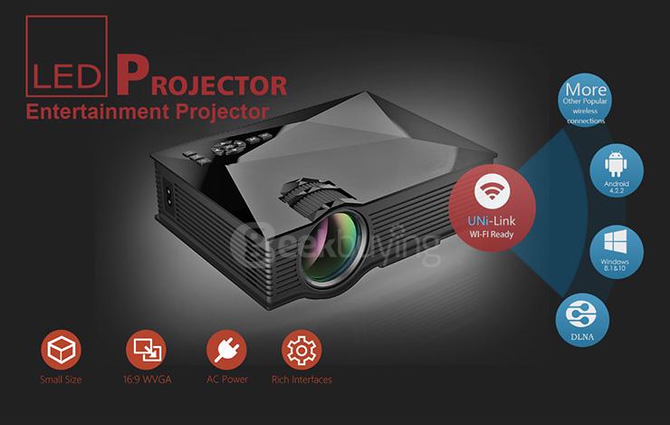 UC46 1080P HD WIFI Home Projector 1200LM VGA HDMI SD AV USB - Black
