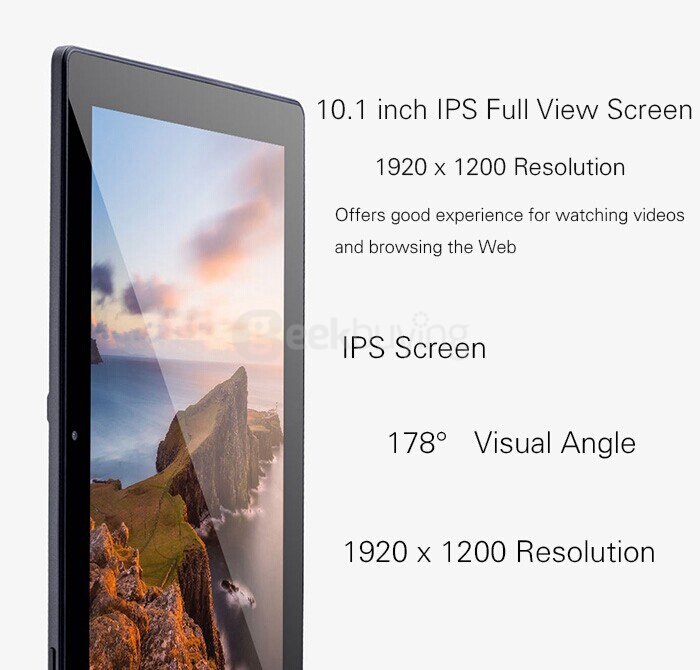 Pipo W1S 2in1 Ultrabook 10.1 inch Dual OS Windows10 + Android 5.1 4GB/64GB Intel Cherry Trail Z8300 Quad Core 1.84GHz IPS 1920*1200 (With Keyboard) - Black