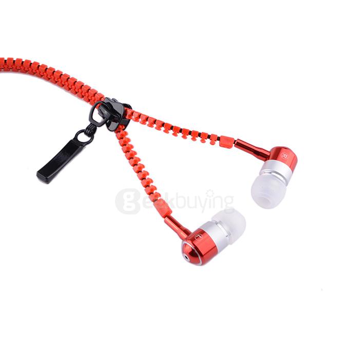 Zip Style In-ear 3.5mm Earphone with MIC for iPhone iPad Samsung Xiaomi - Red
