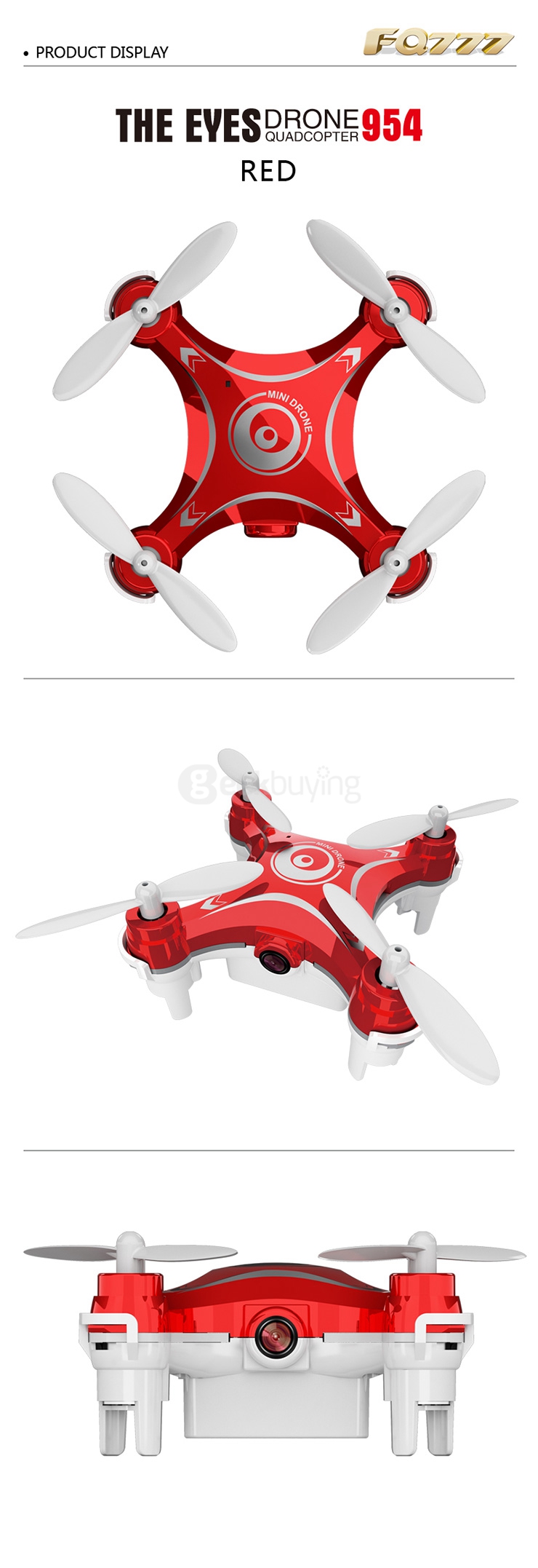 FQ777- 954 WIFI FPV 0.3MP Camera 4CH 6Axis APP Control MINI Quadcopter - Black