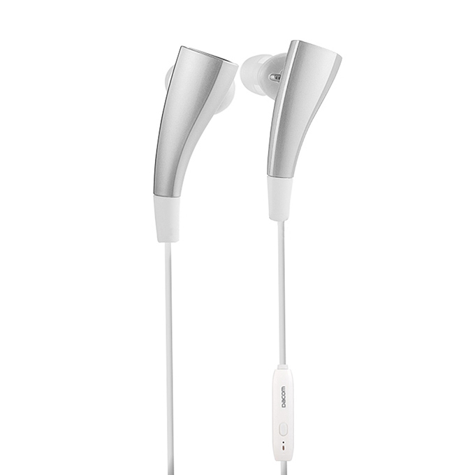 Dacom Magnetic Wireless Bluetooth Sports Stereo Earphones BT4.1 Sweatproof Headphones Handsfree with Mic - Silver+White