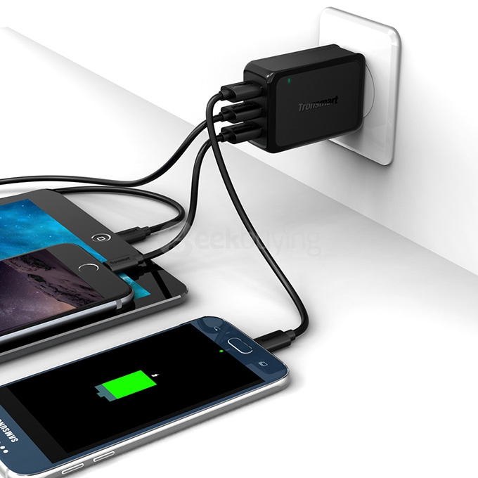 Qualcomm Certified Tronsmart 42W 3 Ports Premium Design Quick Charge 2.0 wall charger for Samsung/Sony/HTC - US Plug