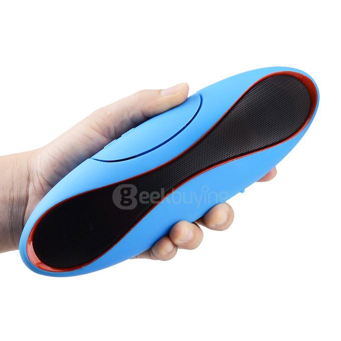Portable & Creative Big Rugby Shaped Wireless Bluetooth Speaker Hands-free Subwoofer - Blue