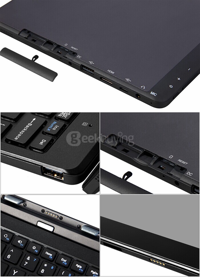 Pipo W1S 2in1 Ultrabook 10.1 inch Dual OS Windows10 + Android 5.1 4GB/64GB Intel Cherry Trail Z8300 Quad Core 1.84GHz IPS 1920*1200 (With Keyboard) - Black