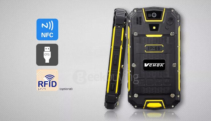 VCHOK M8 4G LTE 4.5inch IP68 Waterproof Rugged Phone Android 5.1 2GB 16GB MT6735 Quad Core Smartphone 13.0MP 3000mAh - Yellow