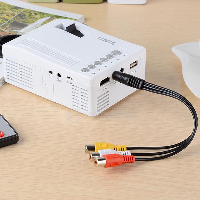 UC18 1080P Portable Mini LED Projector w/ USB / HDMI / AV / TF Slot - White