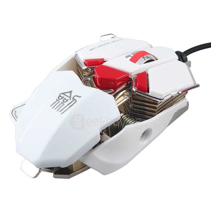 JIANSHENGYIZU JS-L10 Classic 8 Key USB Wired Professional Gaming Mouse with Colorful LED Light - White+Red