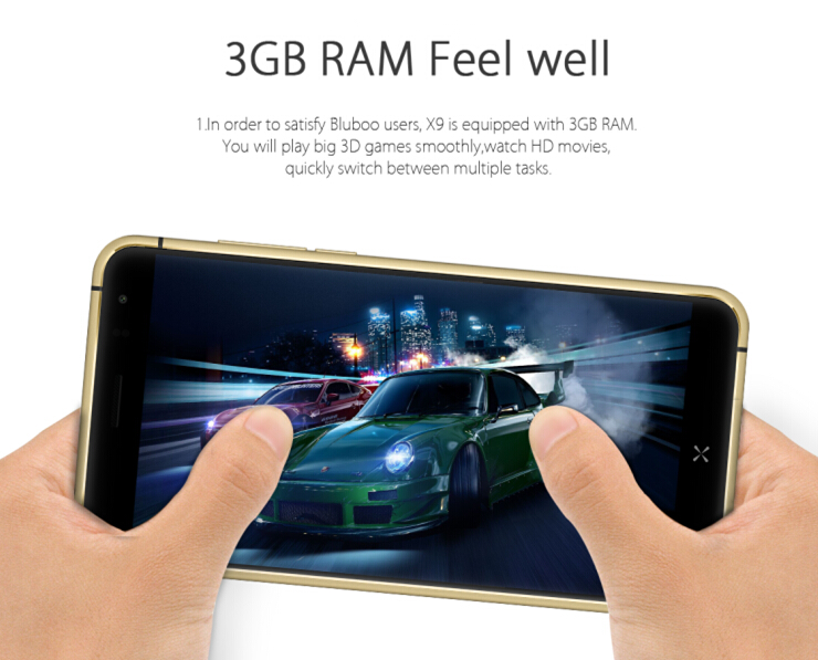 BLUBOO X9 4G LTE 5.0inch FHD Android 5.1 3GB 16GB Smartphone 64bit MTK6753 Octa Core Fingerprint Scanner - Golden Edge