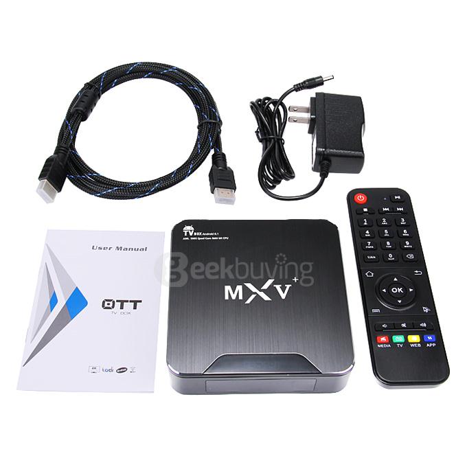 MXV+ Amlogic S905 TV BOX 1G/8G 802.11b/g/n Gigabit LAN Bluetooth4.0 KODI LED HDMI 2060P DLNA 3D