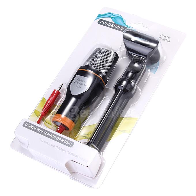 SF-666 3.5mm Audio Jack Wired Condenser Microphone Studio Podcast Singing Home Karaoke Mic with Tripod