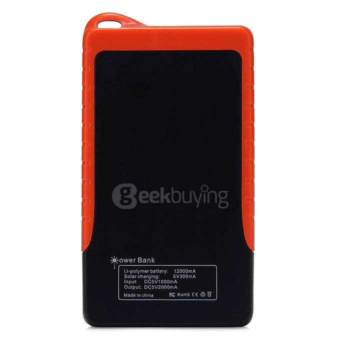 12000mAh Solar Power Bank Solar Powered External Backup Battery