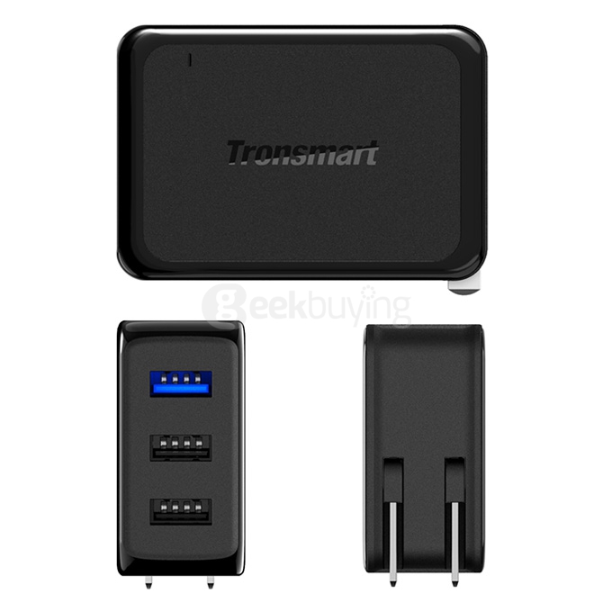 Qualcomm Certified Tronsmart 42W 3 Ports Premium Design Quick Charge 2.0 wall charger for Samsung/Sony/HTC - US Plug
