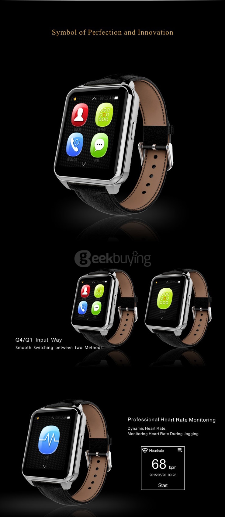 F2 Bluethooth 4.0/3.0 Smart Watch MTK2502 1.55